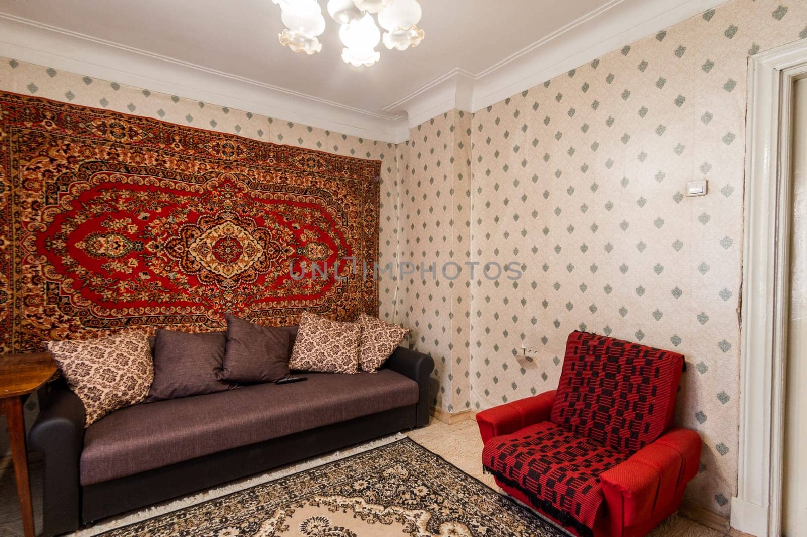Russia, Moscow- June 11, 2019: interior room apartment. standard repair decoration in hostel