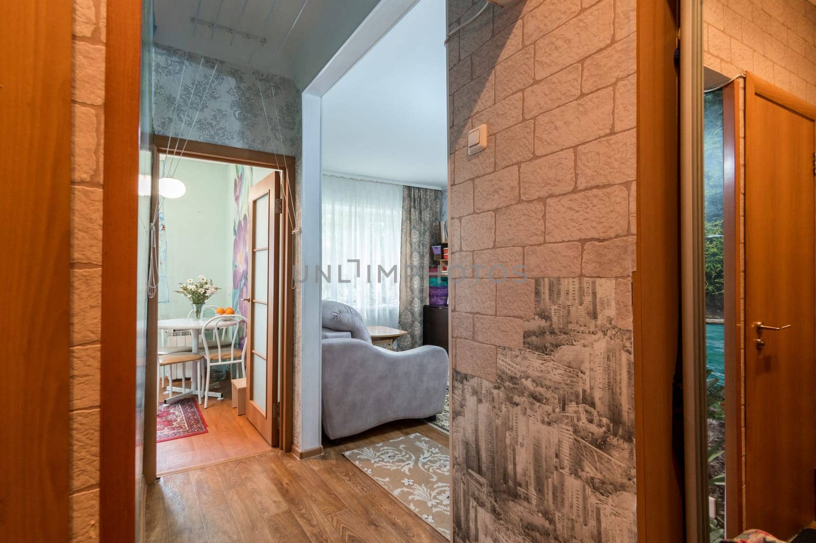 Russia, Moscow- June 11, 2019: interior room apartment. standard repair decoration in hostel