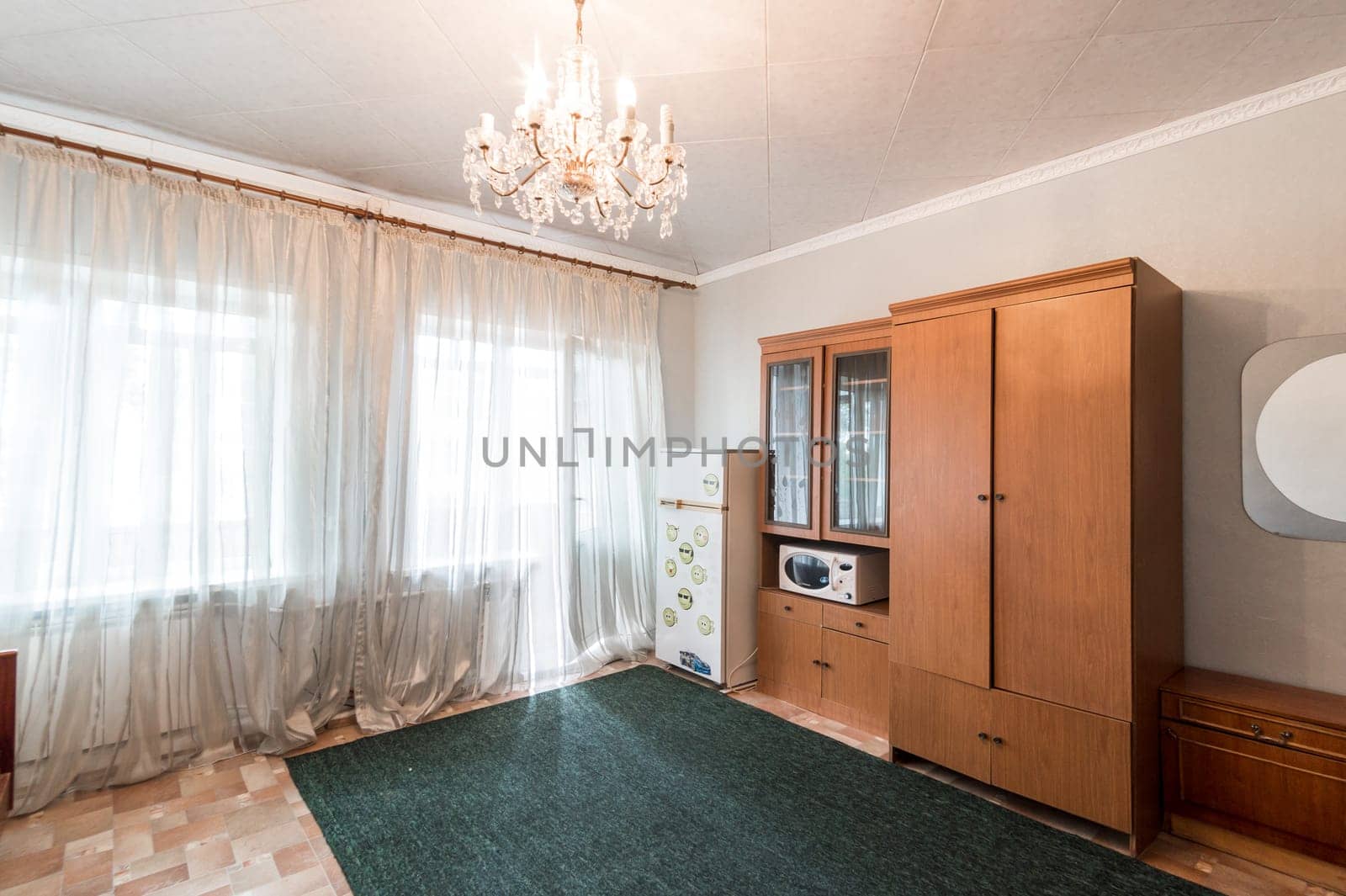 Russia, Moscow- June 11, 2019: interior room apartment. standard repair decoration in hostel