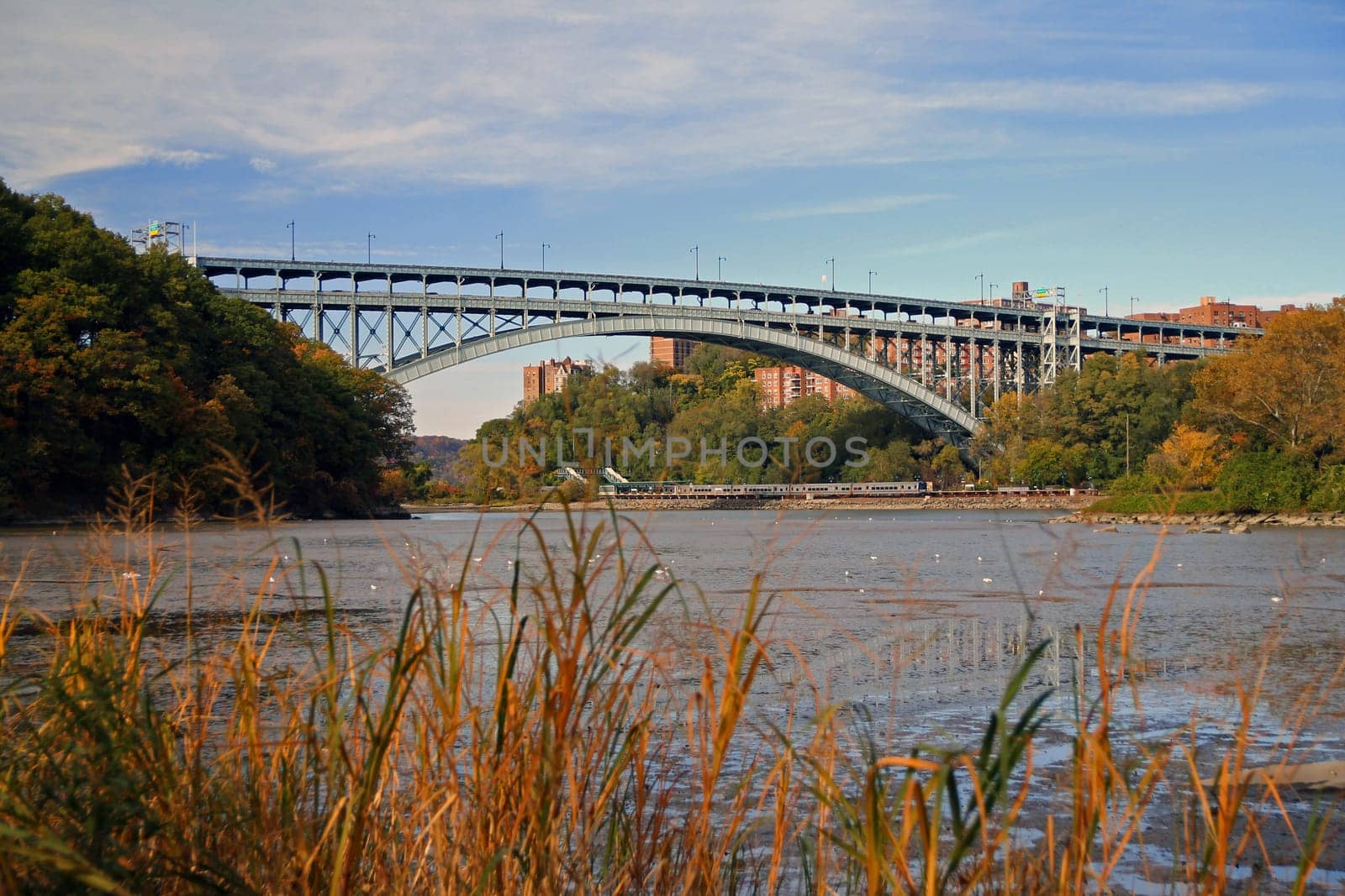 Henry Hudson bridge during fall season