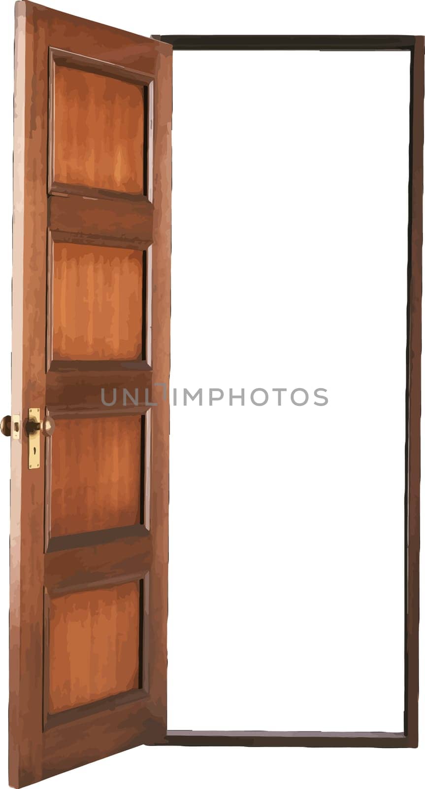 open door wooden frame illustration access way