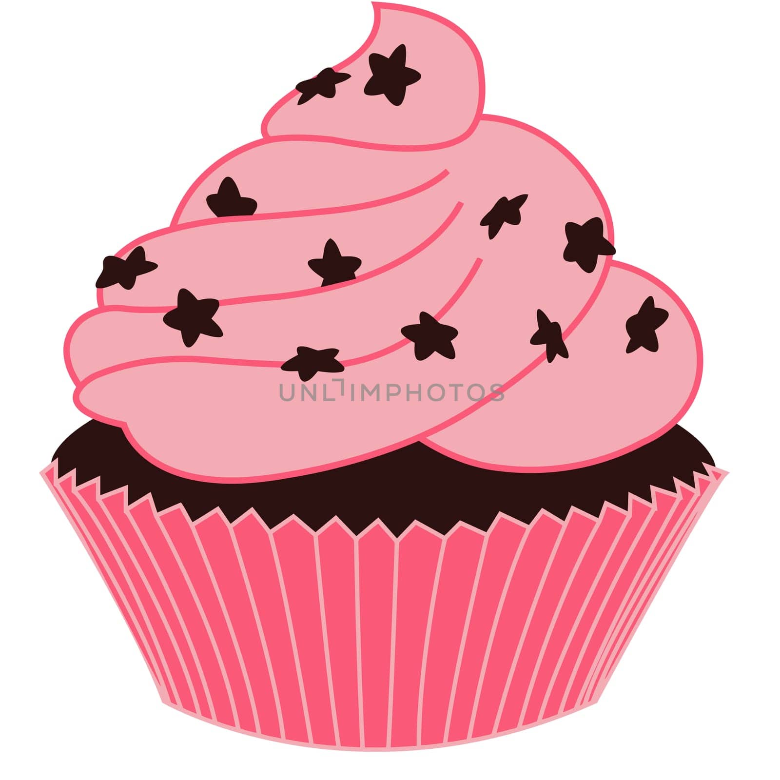 chocolate pink cupcake dessert sweet star illustration
