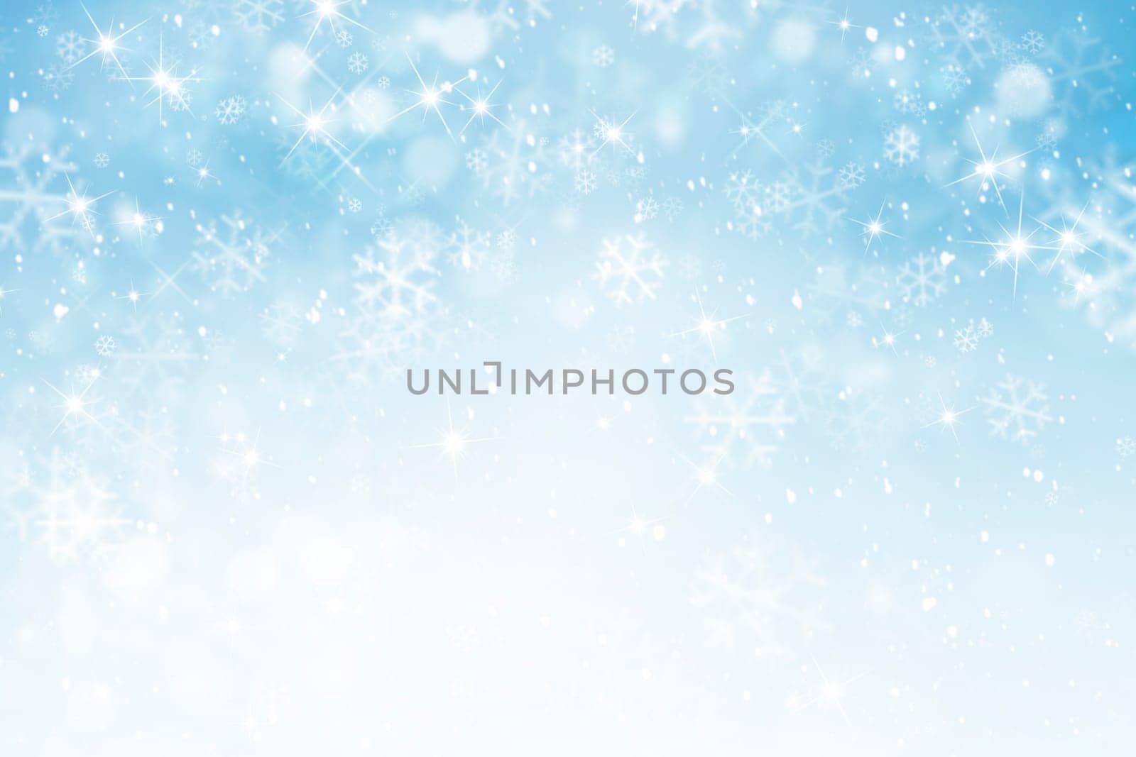 abstract winter sky background with snowflakes