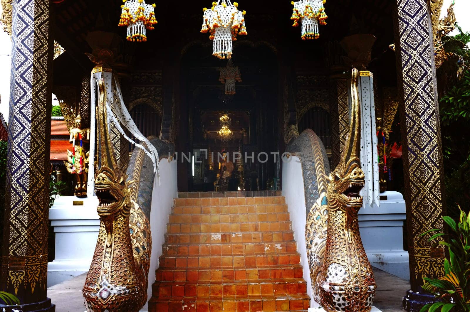 Chiang Mai , Thailand : September 14 2019 : Wat Ket Karam chapel decorated with stucco designs is very exquisite.