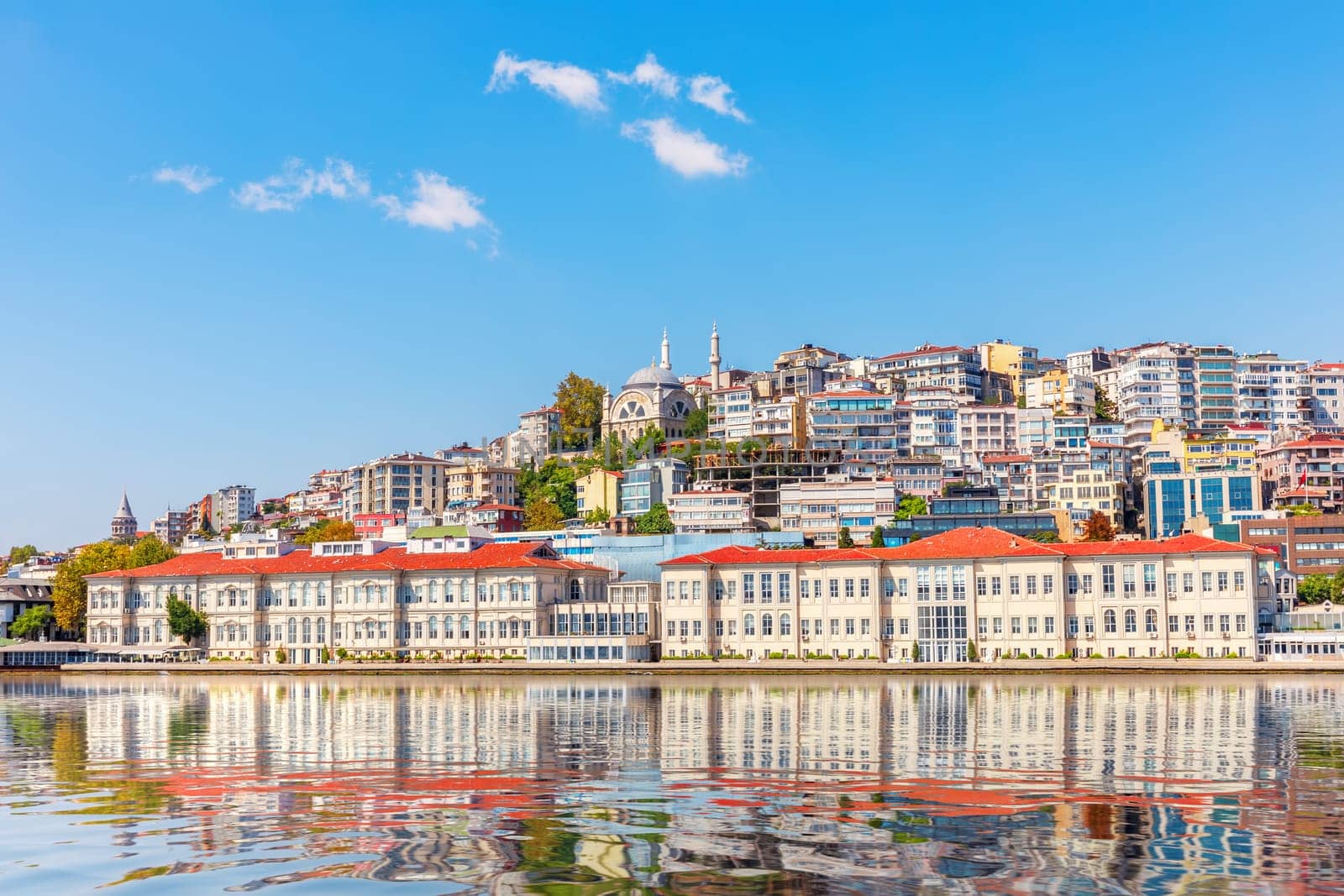 Turkish University building and the Cihangir Mosque, Istanbul.