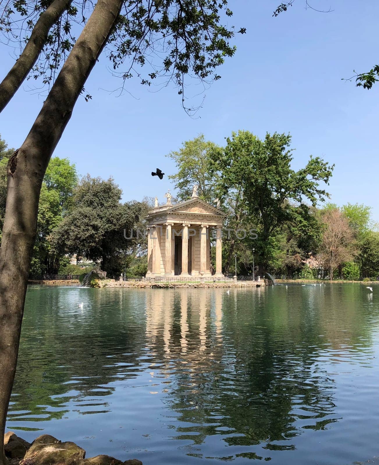 Villa Borghese gardens with a lake