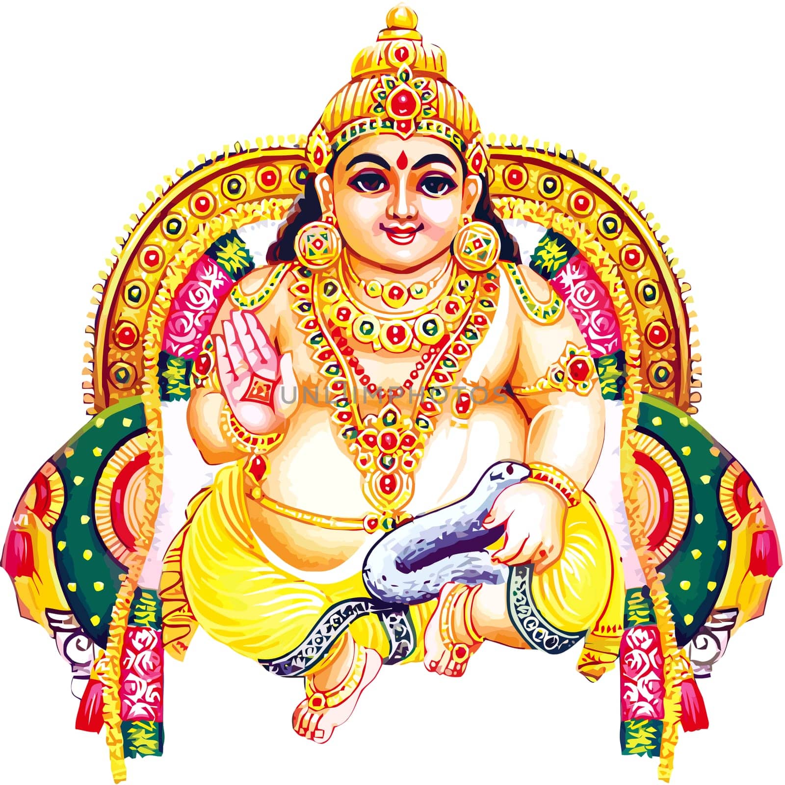 kubera Lord of Wealth and the god king Hindu mythology illustration