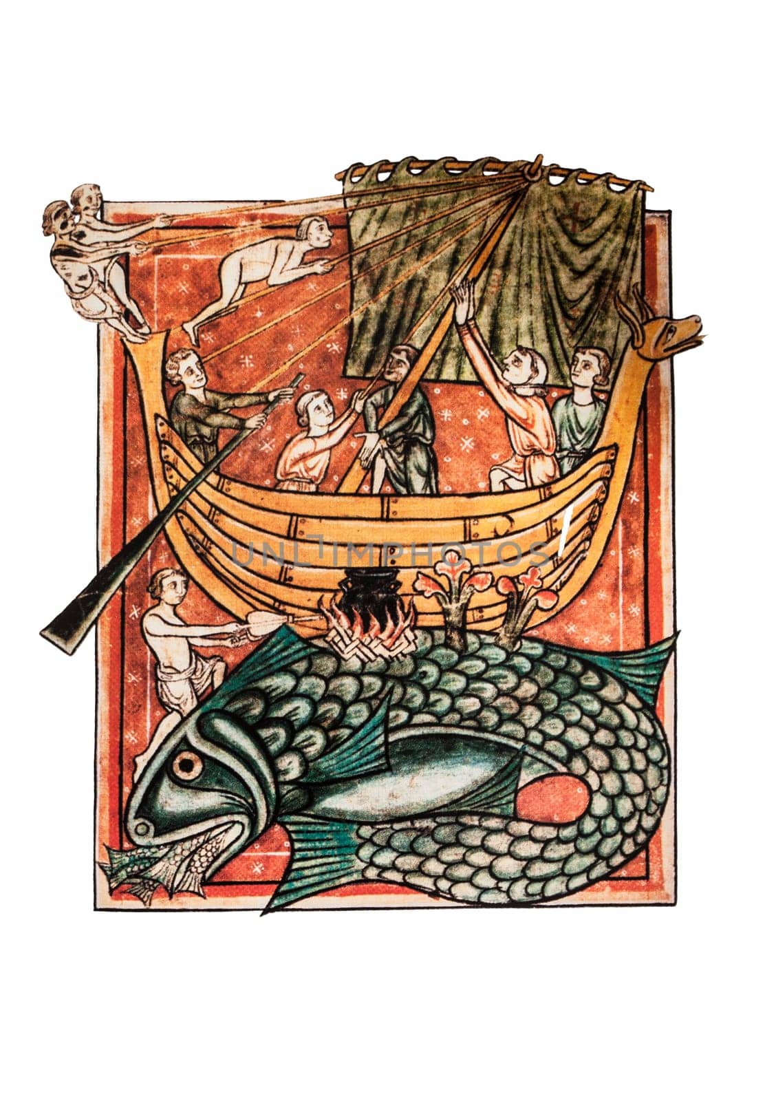 Saint Brendan the Navigator. Irish monastic saint, legendary quested for Saint Brendan Island. 13th Century manuscript