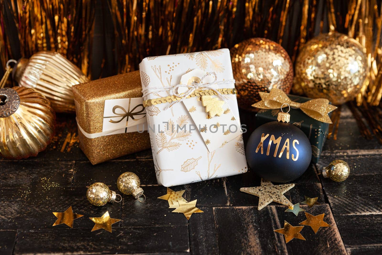 Festive gift wrapped presents for a merry Christmas