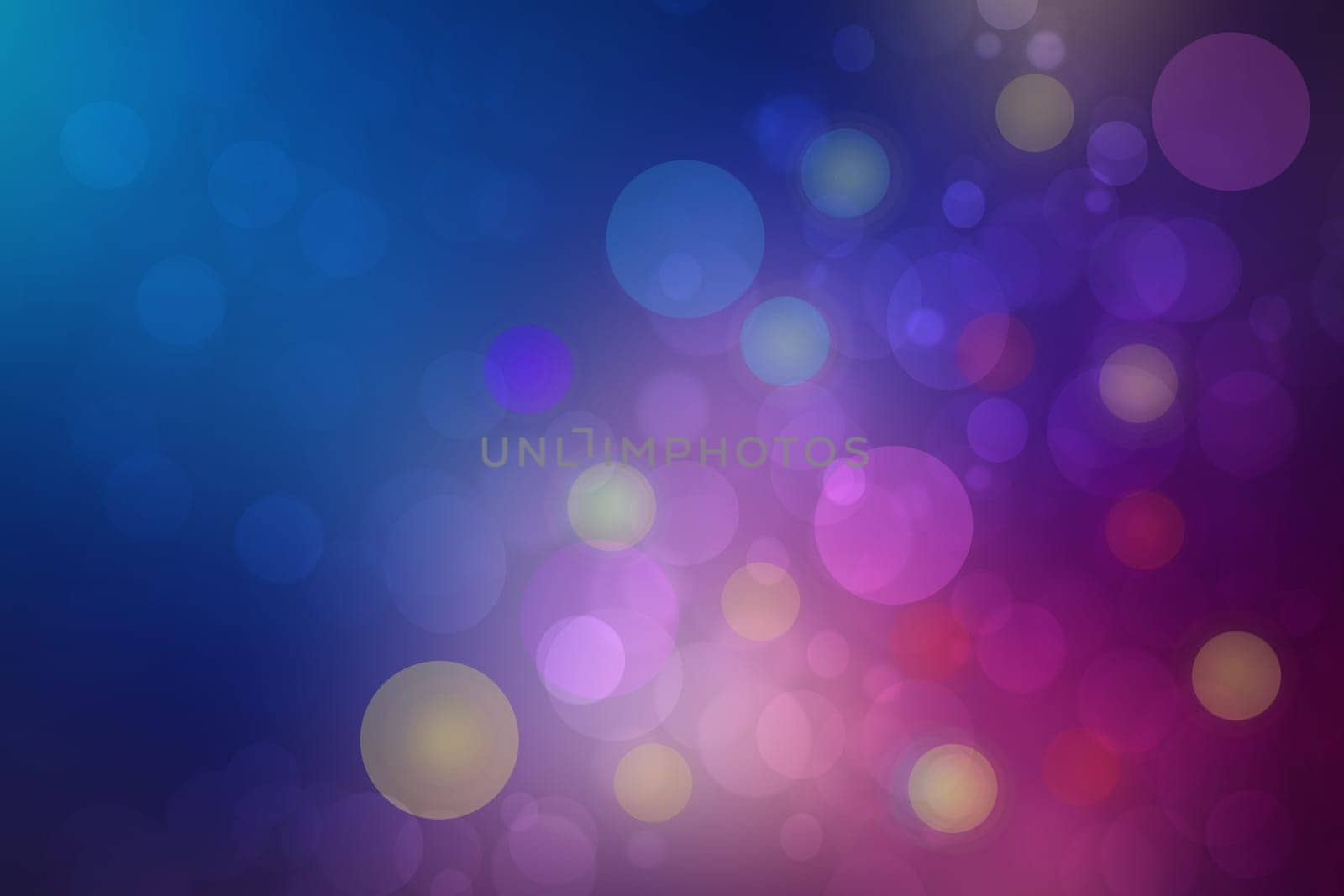 Abstract dark blue gradient pink background texture with glitter defocused sparkle bokeh circles and glowing circular lights. Beautiful backdrop with bokeh light effect.