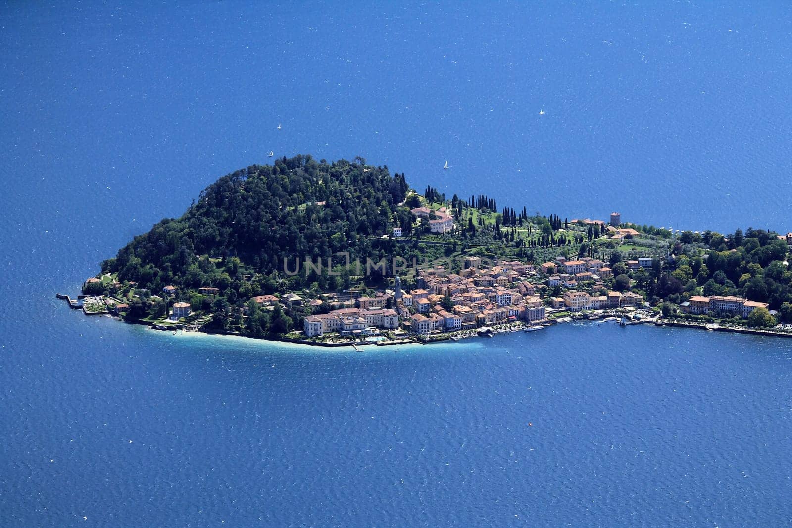 Areal view of Bellagio on Lake Como
