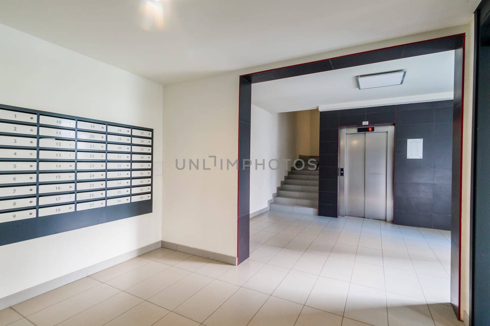 Russia, Moscow- June 11, 2019: interior room apartment. standard repair decoration in hostel. public place, staircase
