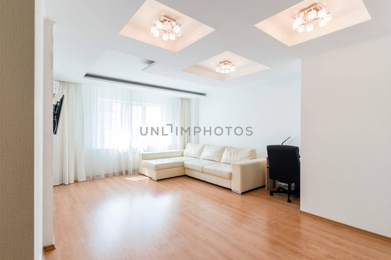 Russia, Moscow- June 11, 2019: interior room apartment. standard repair decoration in hostel