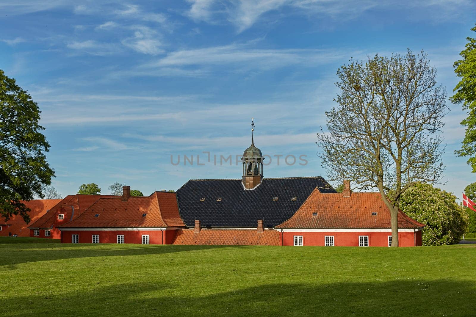 COPENHAGEN, DENMARK - MAY 25, 2017: Red houses in the historical Fortress Kastellet in Copenhagen