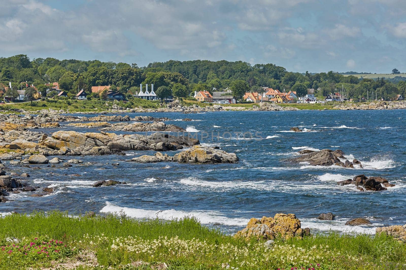 Coast line of Baltic Sea near the village of Svaneke on Island Bornholm in Denmark.