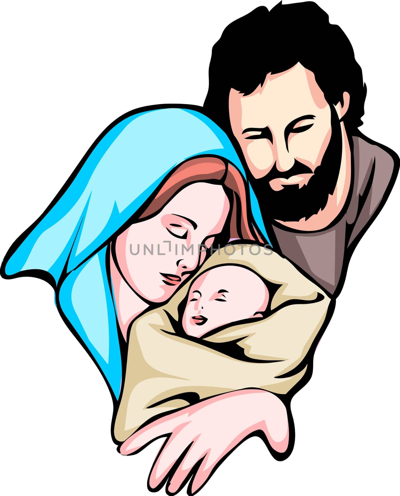 christmas holy family baby jesus nazareth bible birth illustration