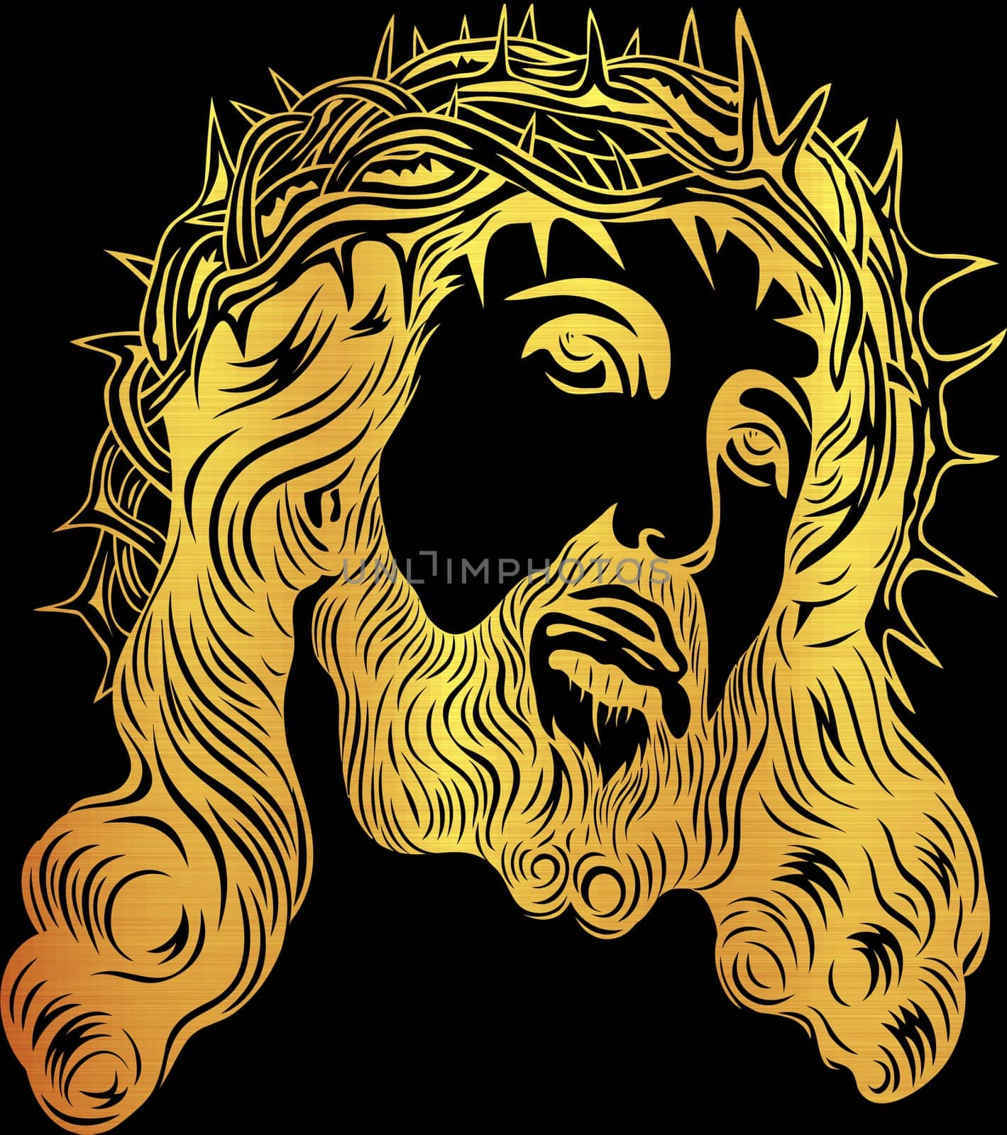 Jesus christ cross metallic golden illustration biblical pray