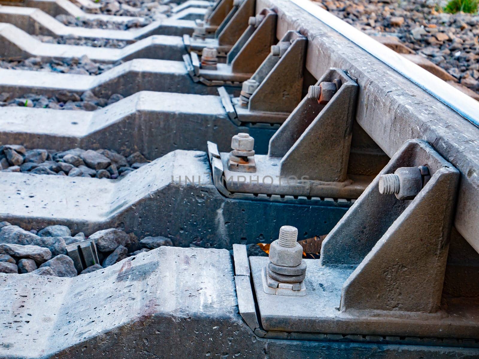 Railway rails for the movement of trains. Railway. Transport.