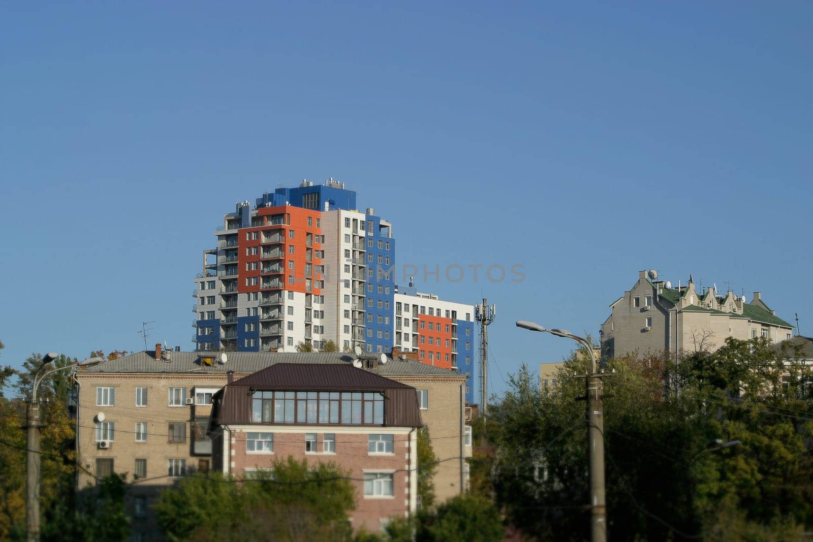 The central area in Dnipro city, Ukraine. City landscape