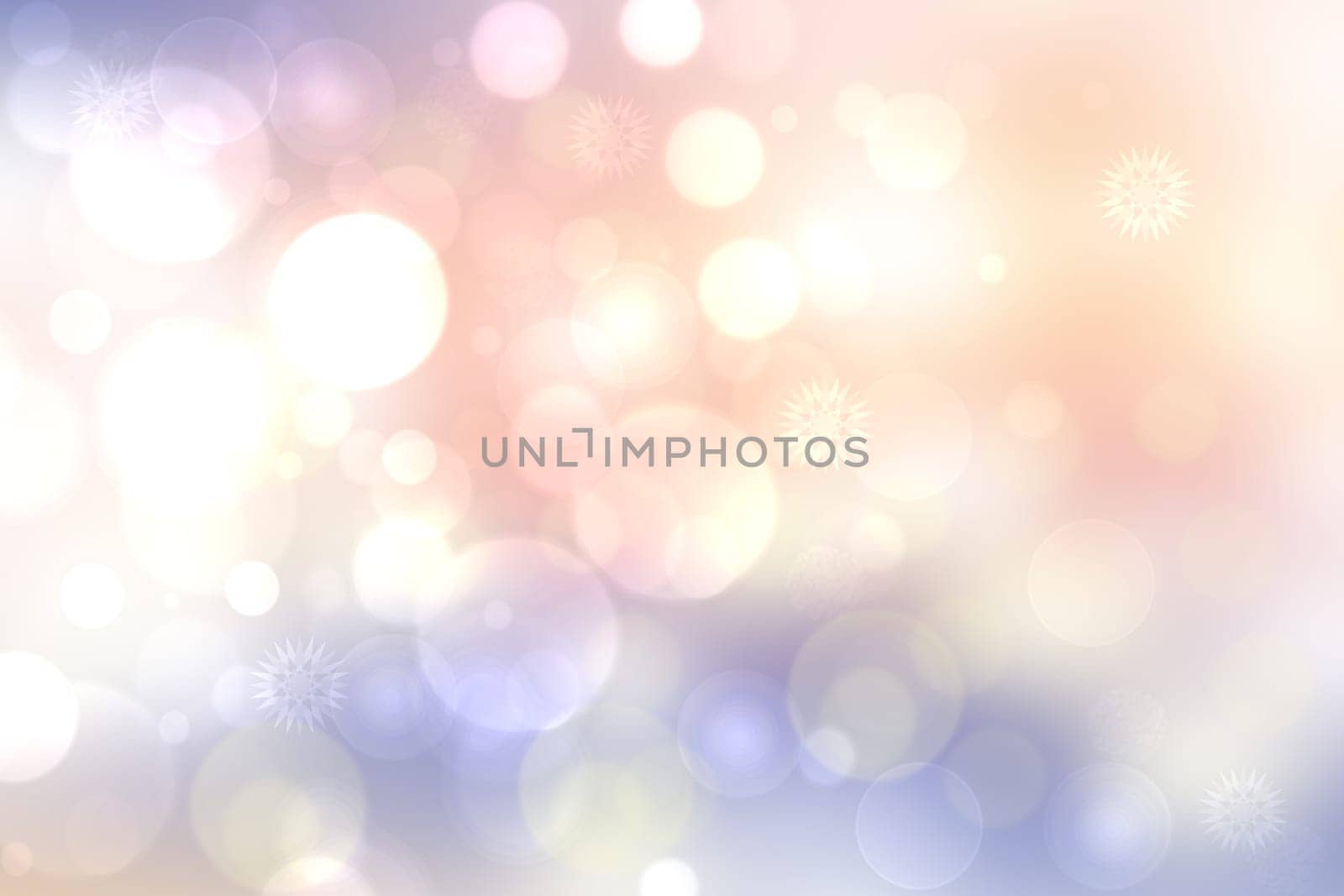 Abstract blurred festive delicate winter christmas or Happy New Year background with shiny light blue pink and white bokeh lighted stars. Space for your design. Card concept.