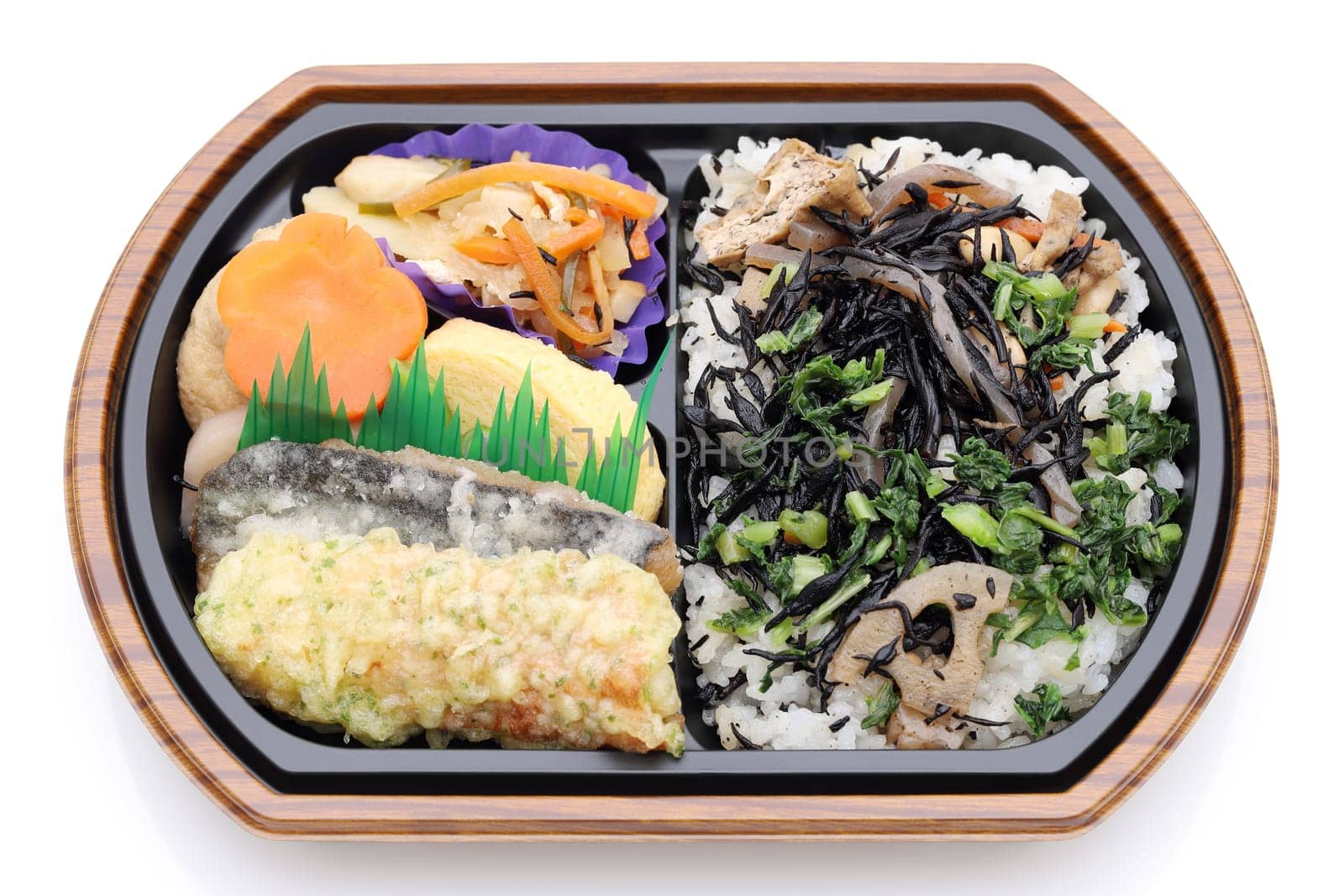Japanese bento lunch isolated on white background