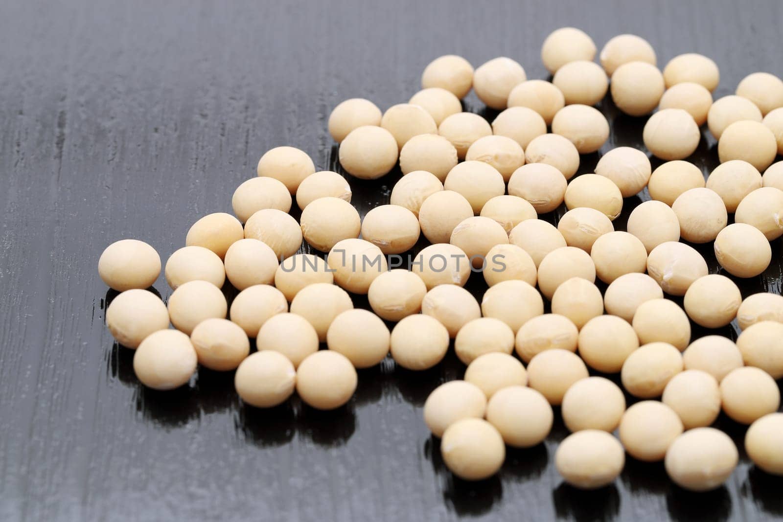 Japanese soybeans daizu on black background