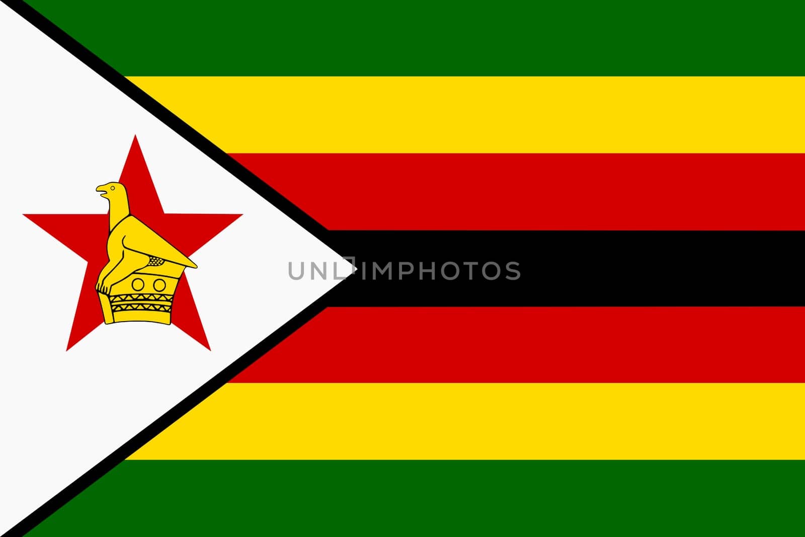 A background illustration flag of Zimbabwe Africa red black yellow white green