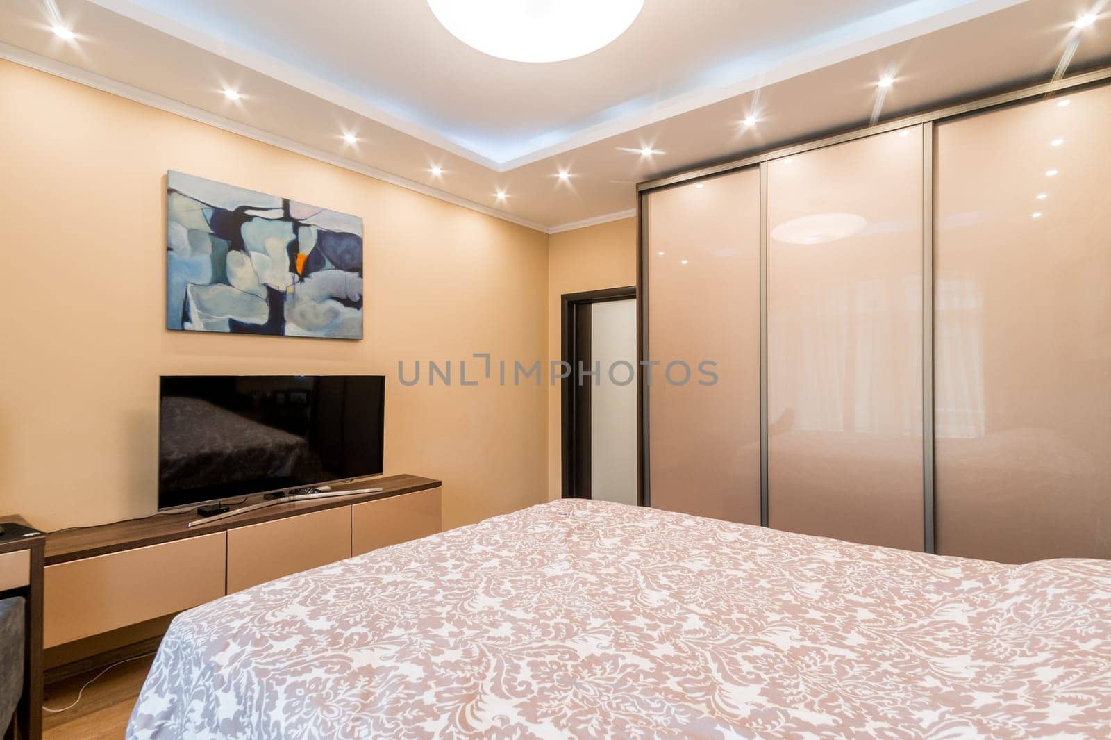 Russia, Moscow- June 11, 2019: interior room apartment. standard repair decoration in hostel