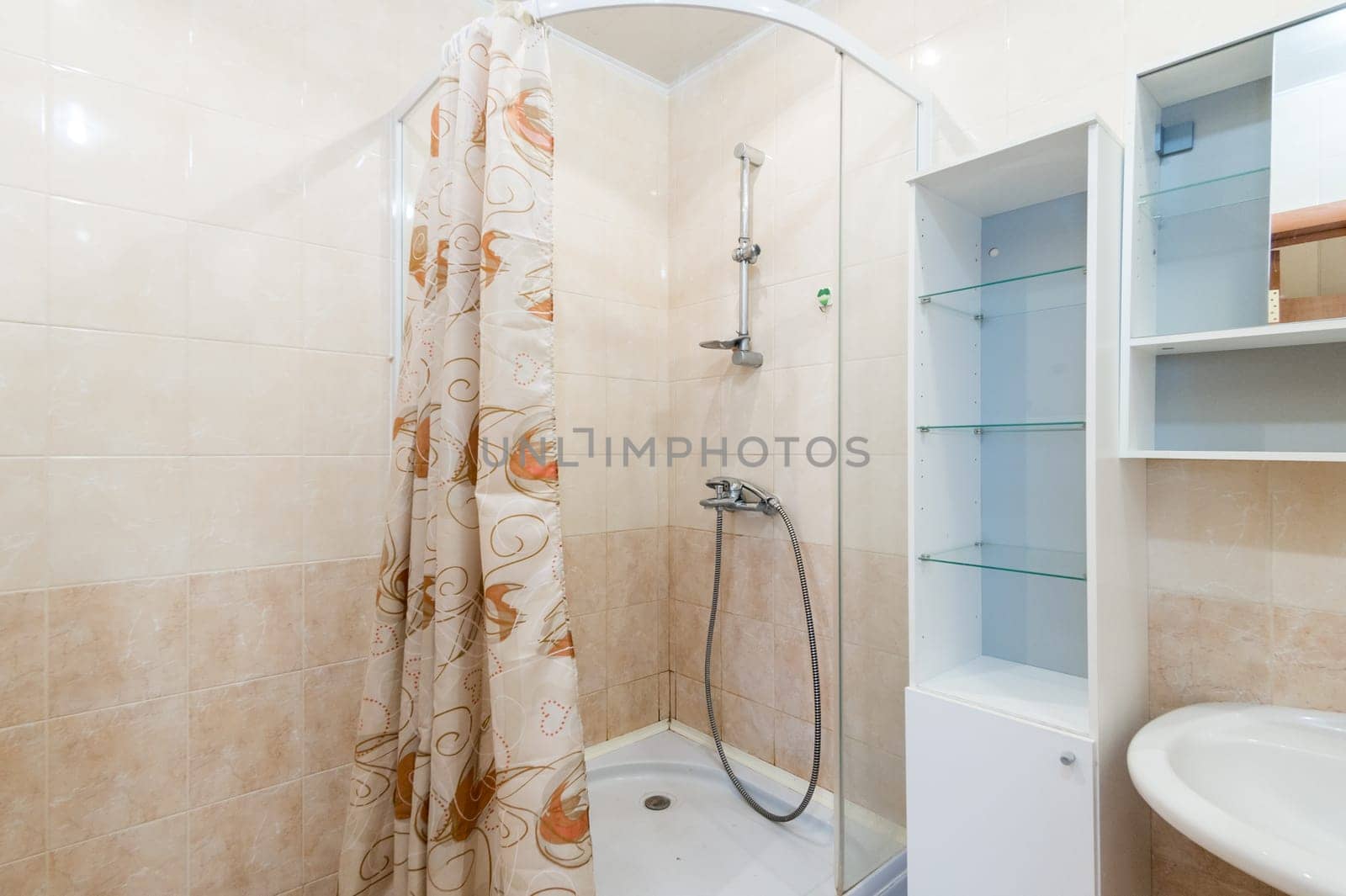 Russia, Moscow- June 11, 2019: interior room apartment. standard repair decoration in hostel. bathroom and toilet
