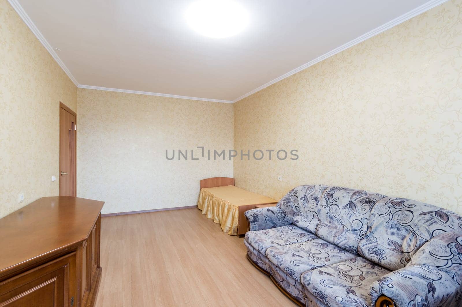 Russia, Moscow- June 11, 2019: interior room apartment. standard repair decoration in hostel