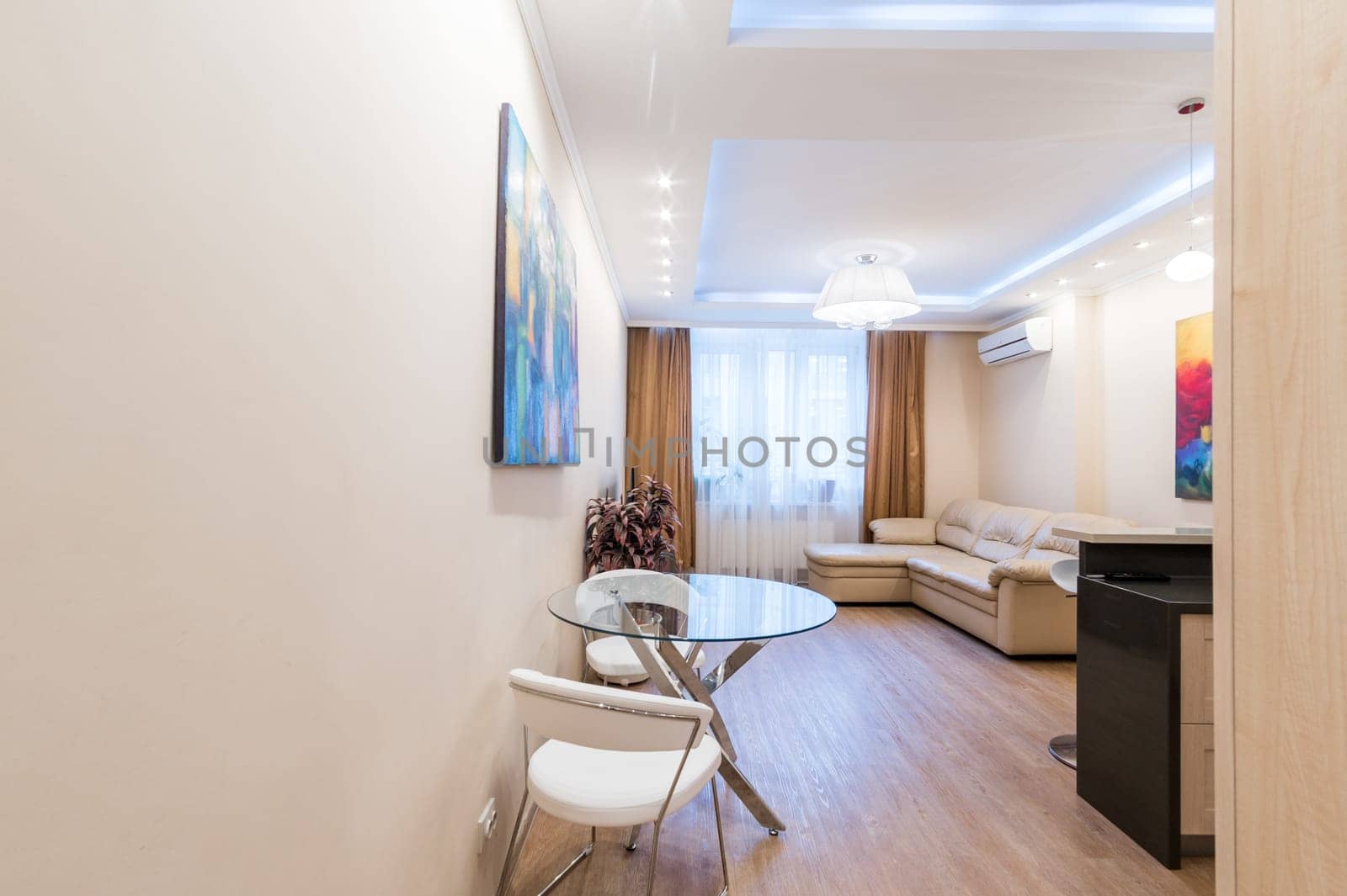Russia, Moscow- June 11, 2019: interior room apartment. standard repair decoration in hostel