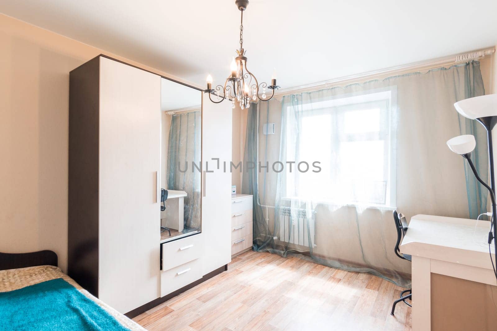 Russia, Moscow- June 11, 2019: interior room apartment. standard repair decoration in hostel