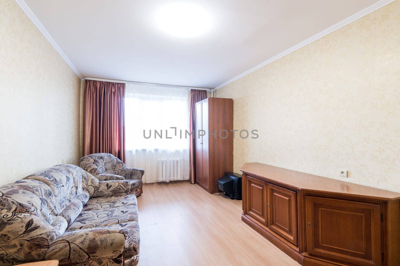 Russia, Moscow- June 11, 2019: interior room apartment. standard repair decoration in hostel