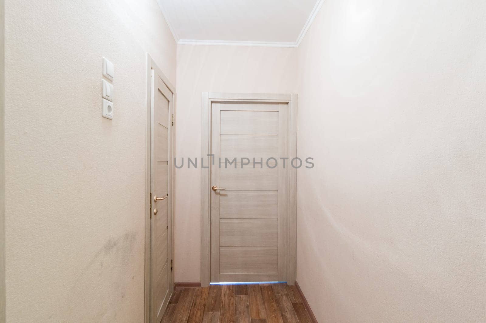Russia, Moscow- June 11, 2019: interior room apartment. standard repair decoration in hostel. rough repair for self-finishing. finishing stage of construction