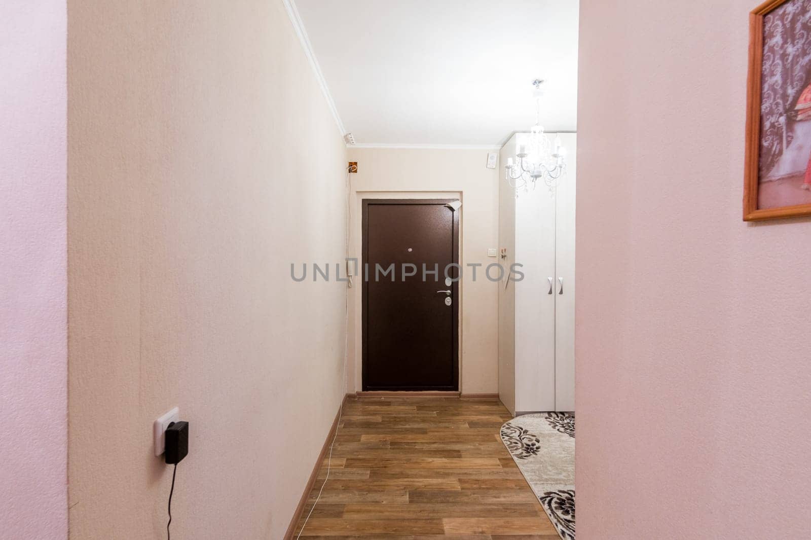 Russia, Moscow- June 11, 2019: interior room apartment. standard repair decoration in hostel. rough repair for self-finishing. finishing stage of construction