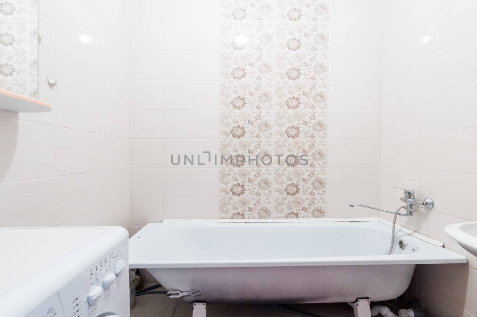 Russia, Moscow- June 11, 2019: interior room apartment. standard repair decoration in hostel. bathroom and toilet