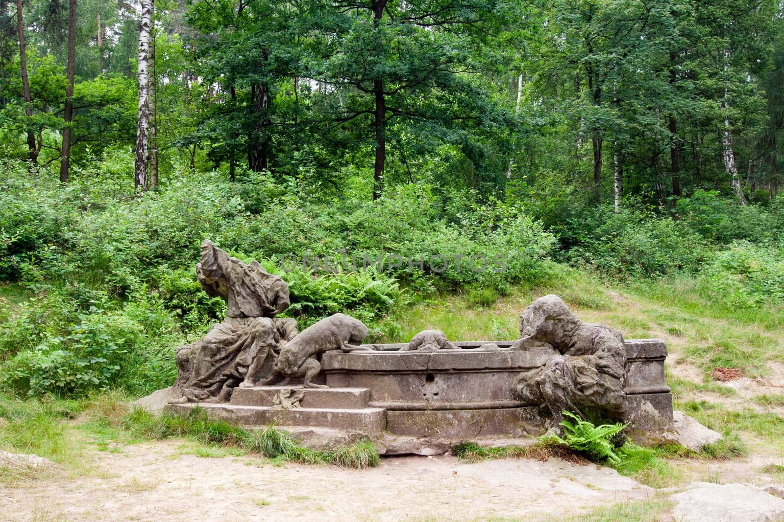 The Bethlehem of Braun or Kusk Forest Sculptures is a complex of Baroque statues and relieves carved by famous sculptor Matthias Bernard Braun directly in sandstone rocks in the forest near complex Kuks Hospital in Northern Bohemia, Czech Republic. Part of the sculptures in the New Forest is ranked the best works of Czech Baroque sculpture. Since 2002, the area is protected as a National Historic Landmark and were listed in the 2000 World Monuments Watch by the World Monuments Fund.