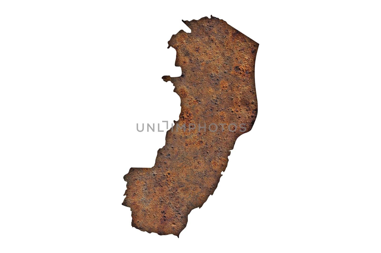 Map of Espirito Santo on rusty metal