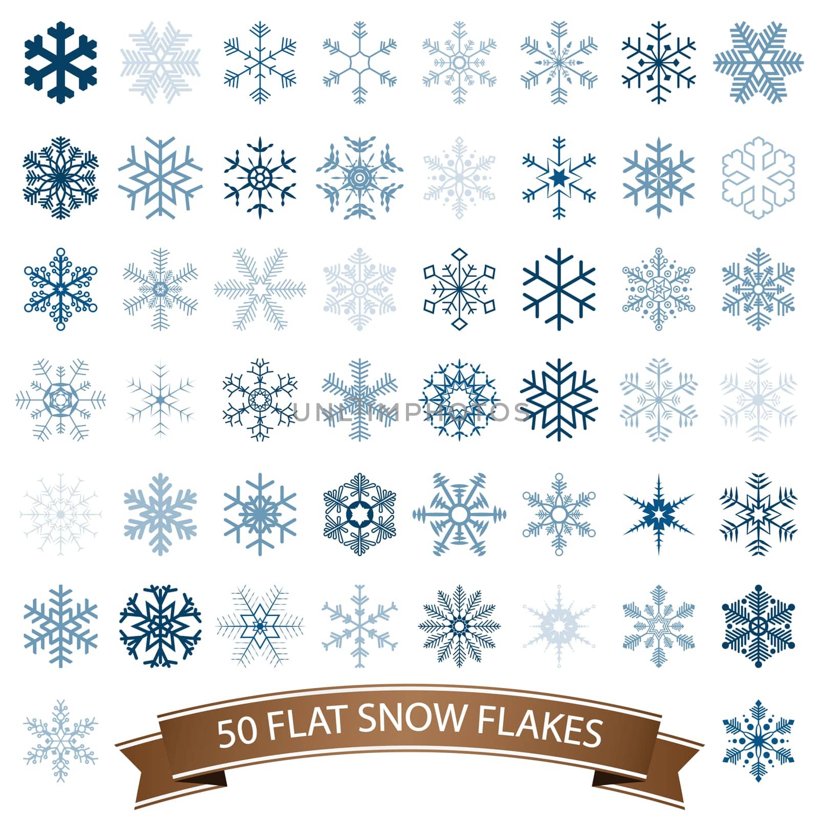 collection of different abstract snow flakes for christmas and winter time