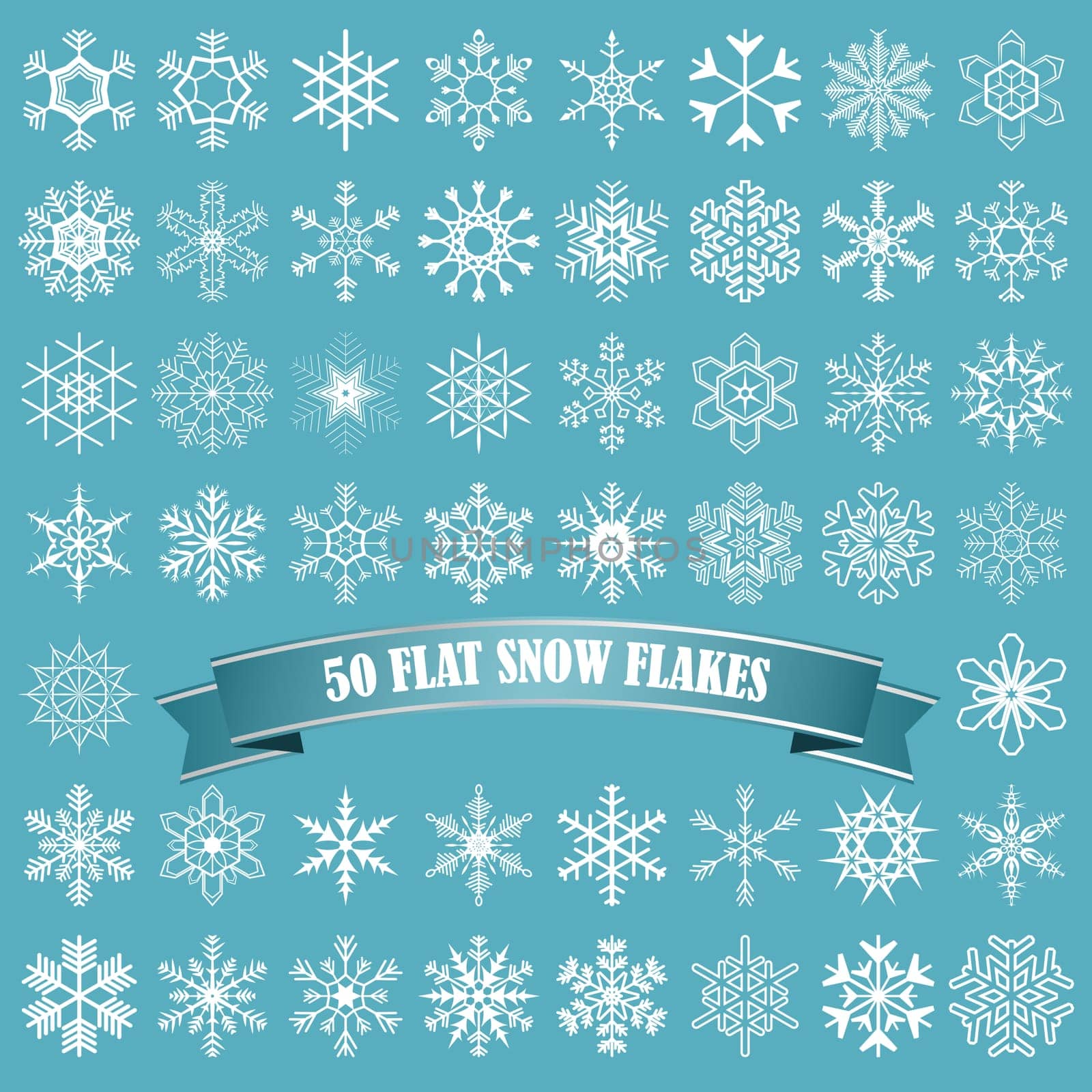collection of different abstract snow flakes for christmas and winter time