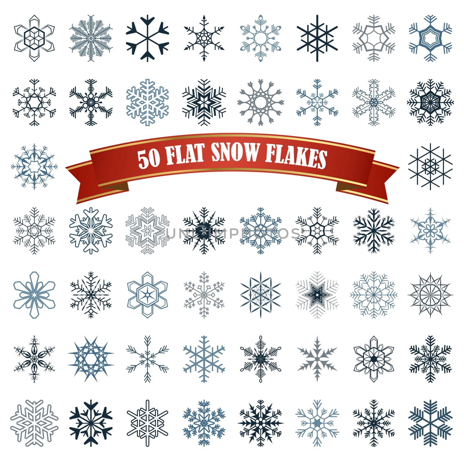 collection of different abstract snow flakes for christmas and winter time
