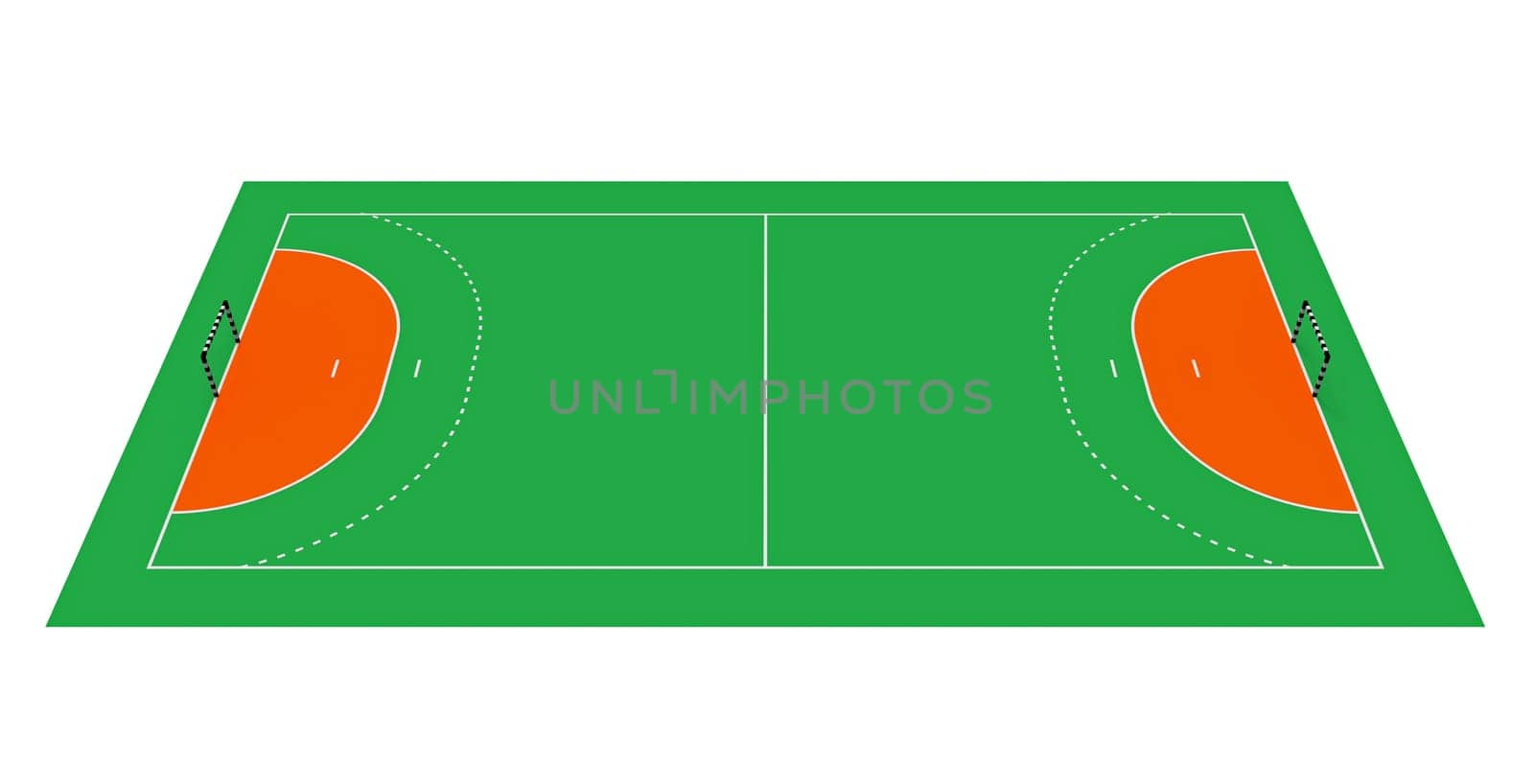 Handball court with markings, 3d render