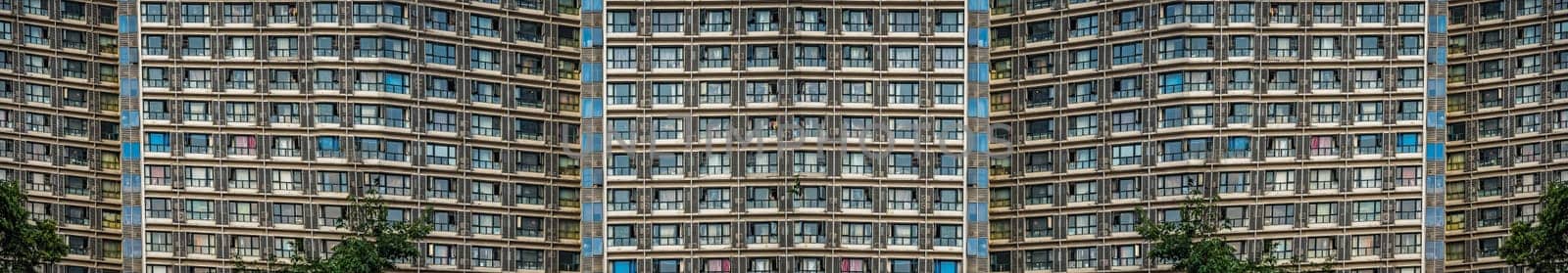 Stitched collage panorama of the high residential buildings and blocks of flats in Chengdu, China