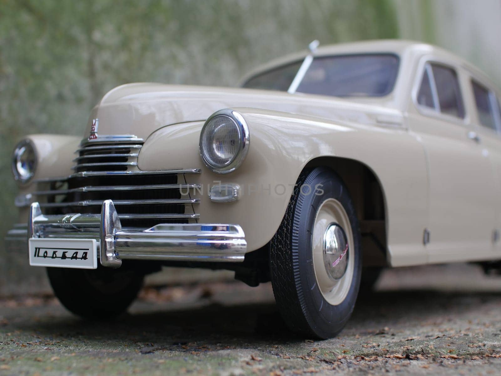 St. Petersburg, Russia, November 5, 2019. Soviet retro car GAZ M-20 Victory low angle of view