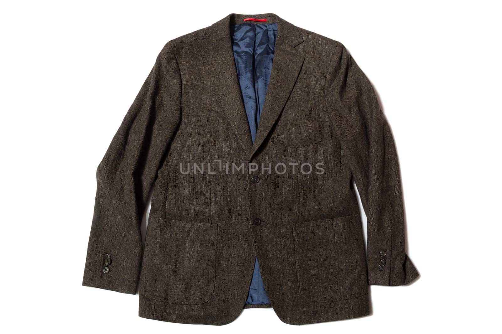 Vintage mens wool blazer on white background