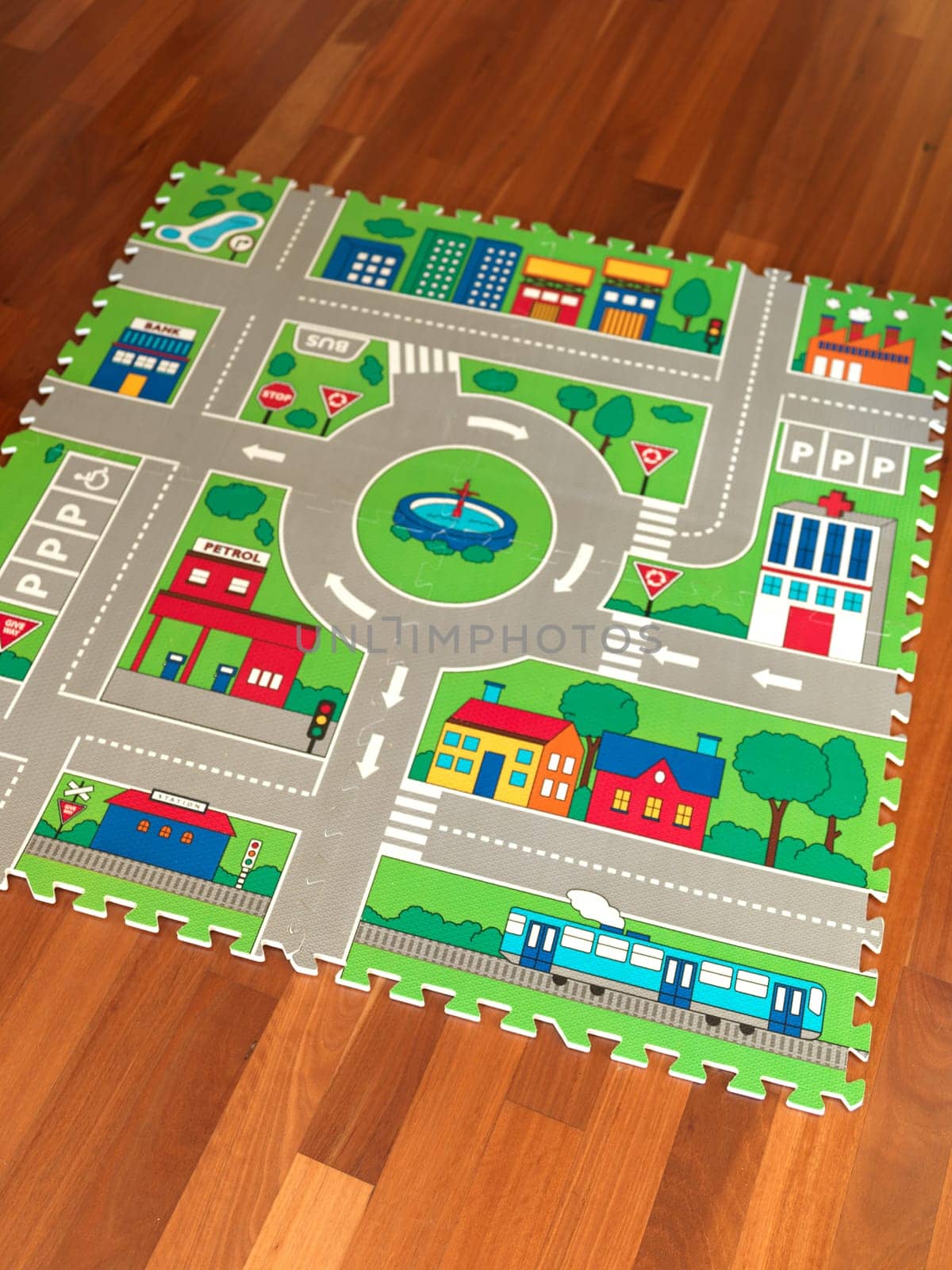 A close up shot of a childs play mat