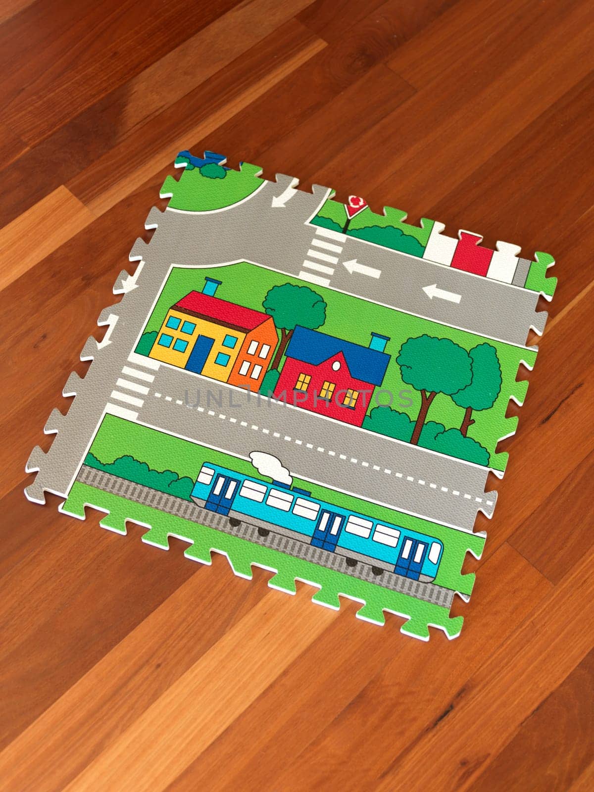 A close up shot of a childs play mat