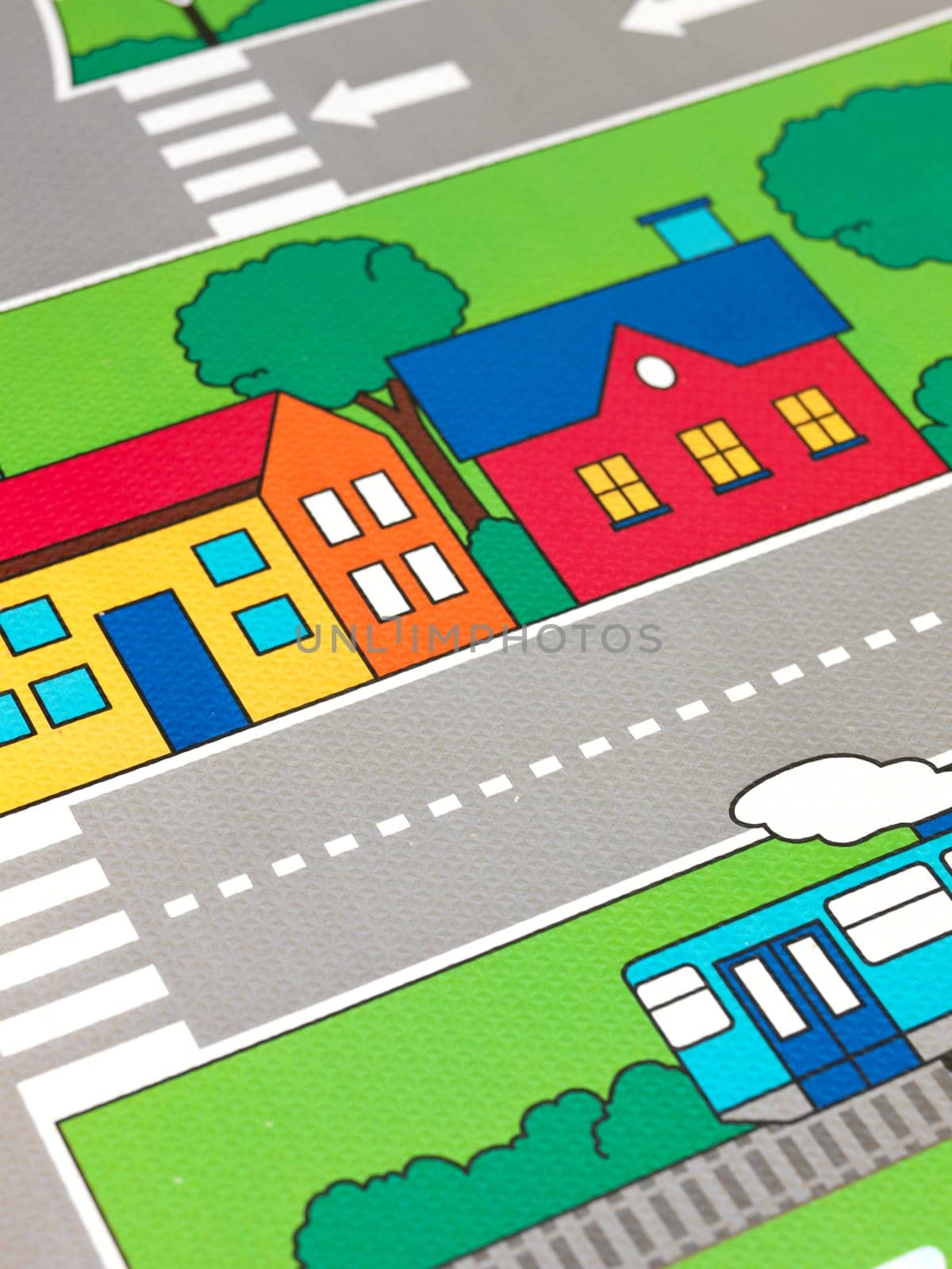 A close up shot of a childs play mat