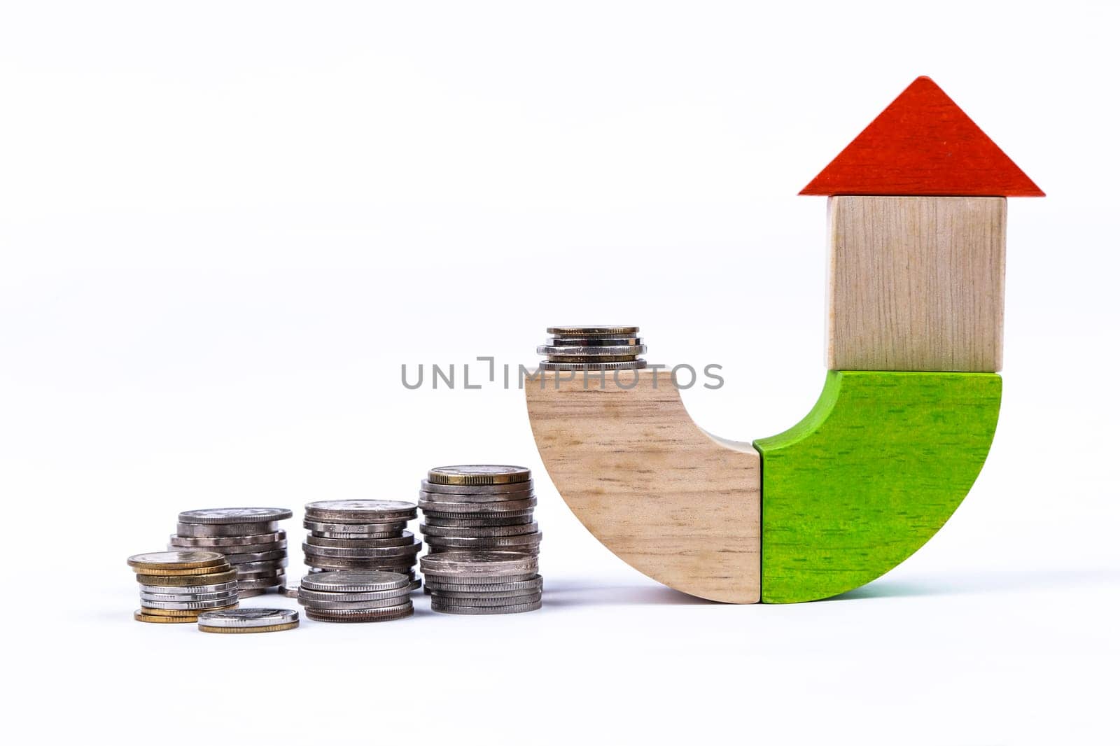 wooden toy and money, concept and ideas for house