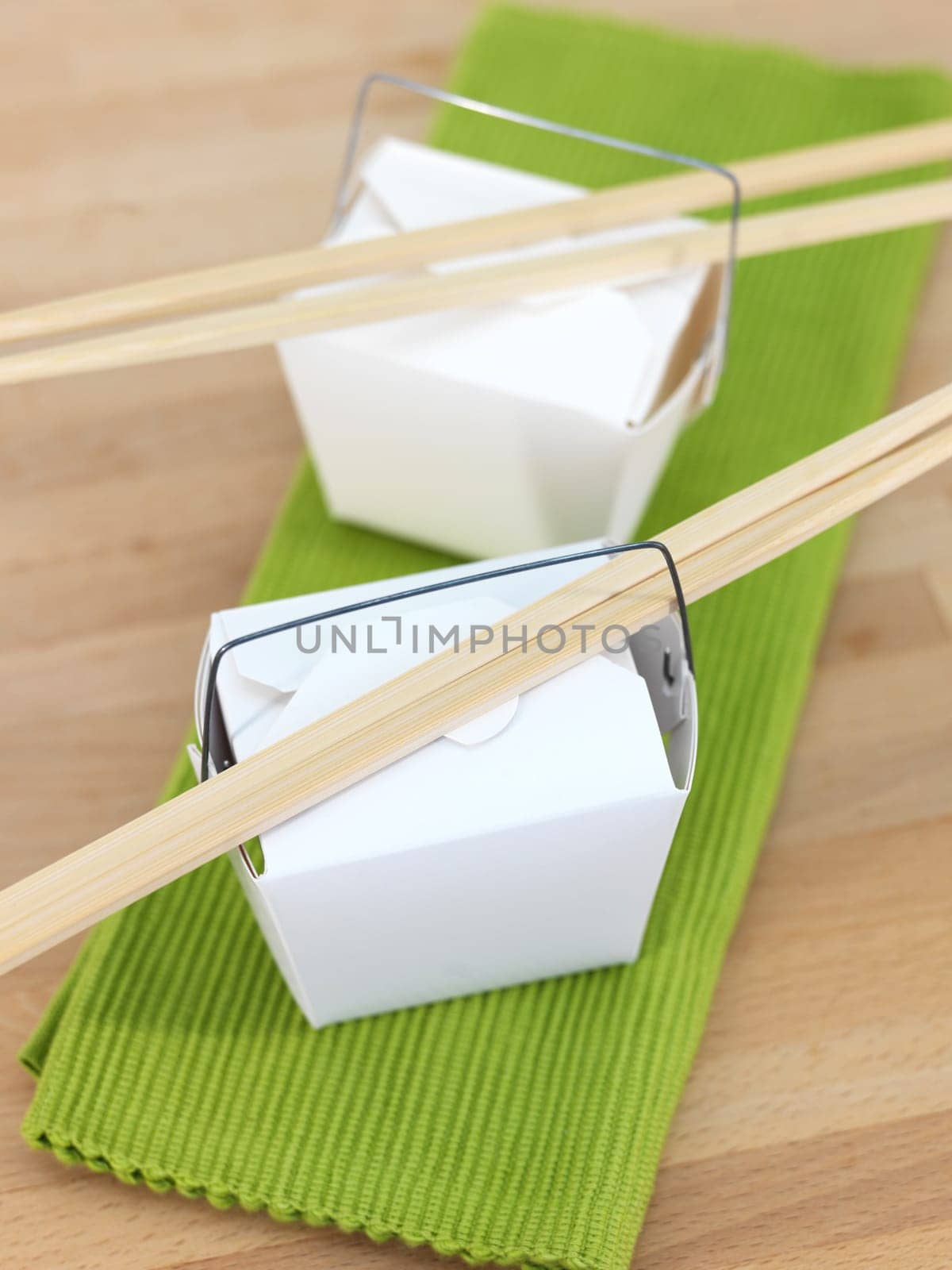 A close up shot of a takeaway box